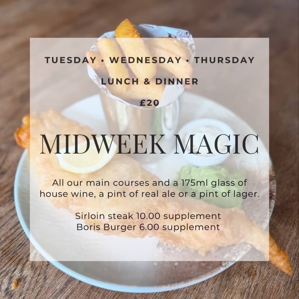 Midweek Magic at The Crown Stowupland - Lunch and Dinner for £20.00